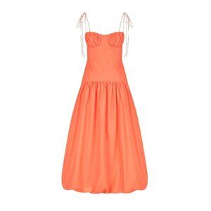 Maiori Gathered Bubble Midi Dress – Coral